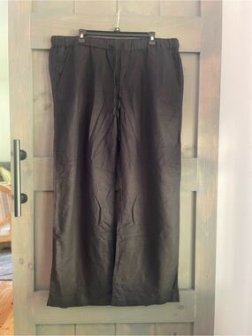 Black Wide-Leg Linen Pants XXL NEW NEVER WORN